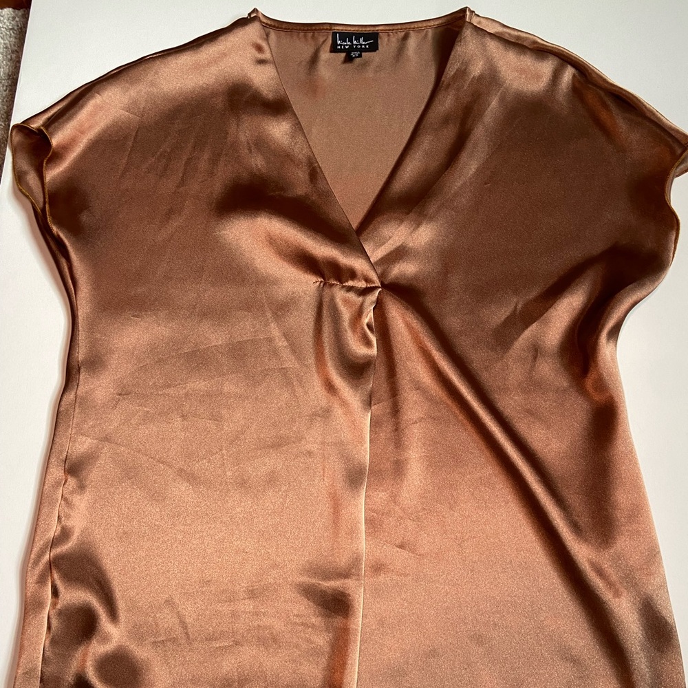 Nicole Miller Copper Satin Blouse